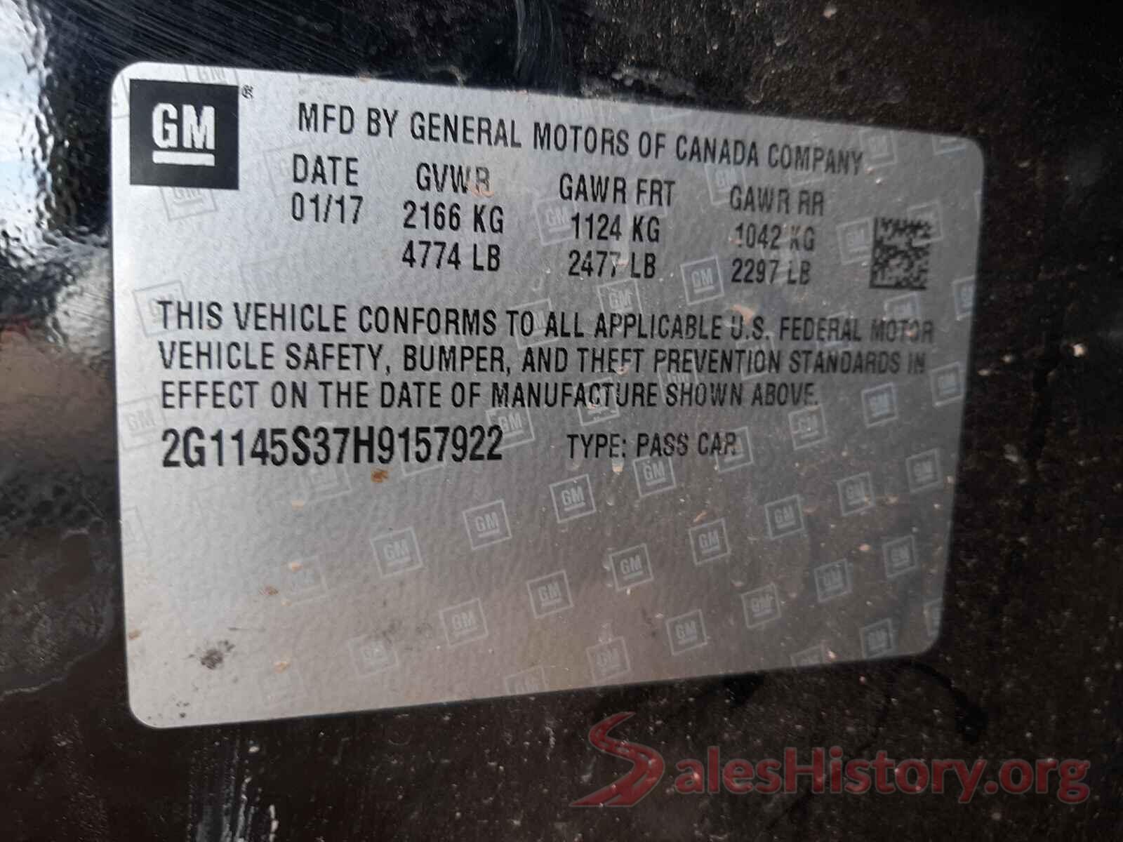 2G1145S37H9157922 2017 CHEVROLET IMPALA