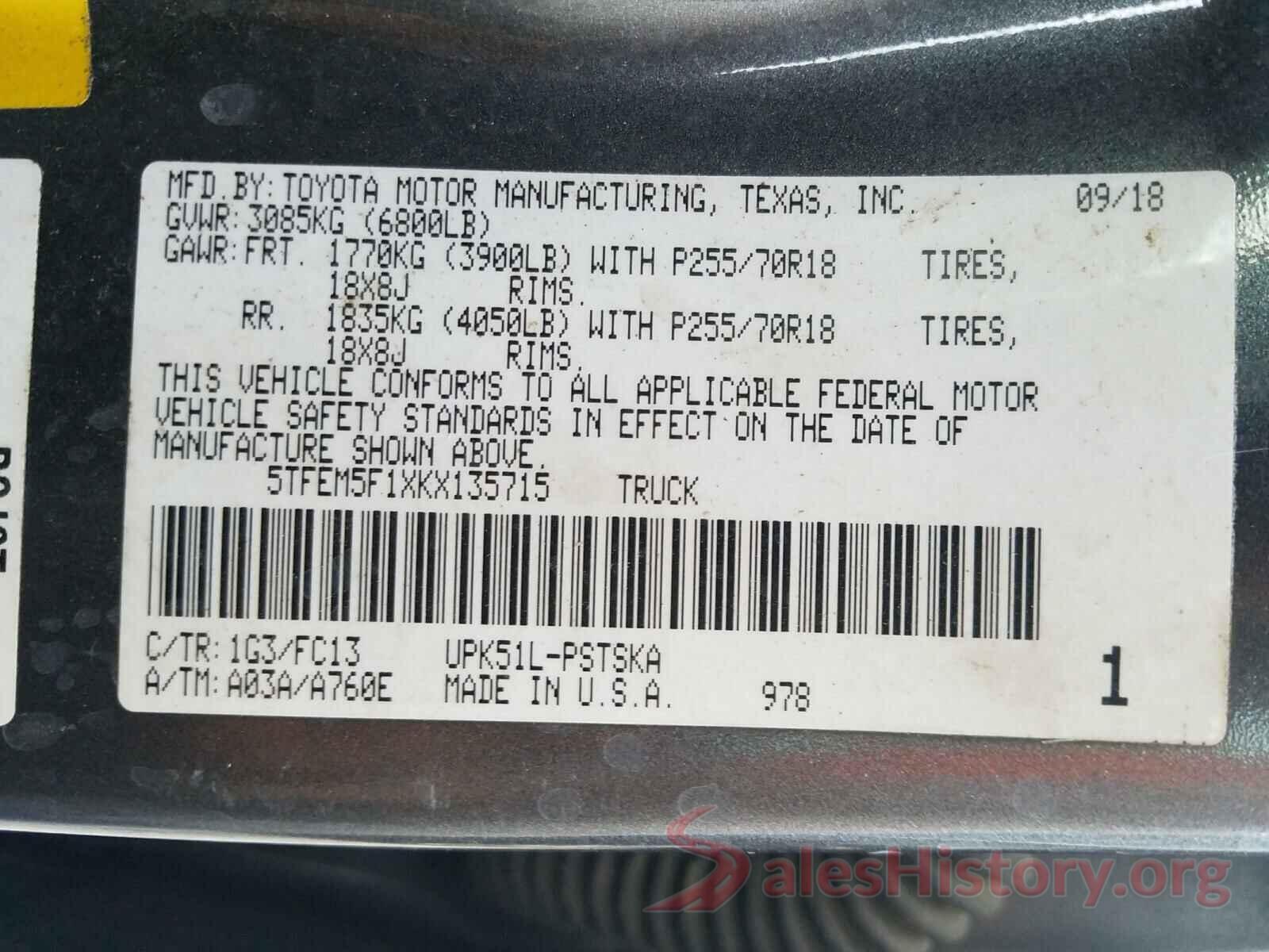 5TFEM5F1XKX135715 2019 TOYOTA TUNDRA