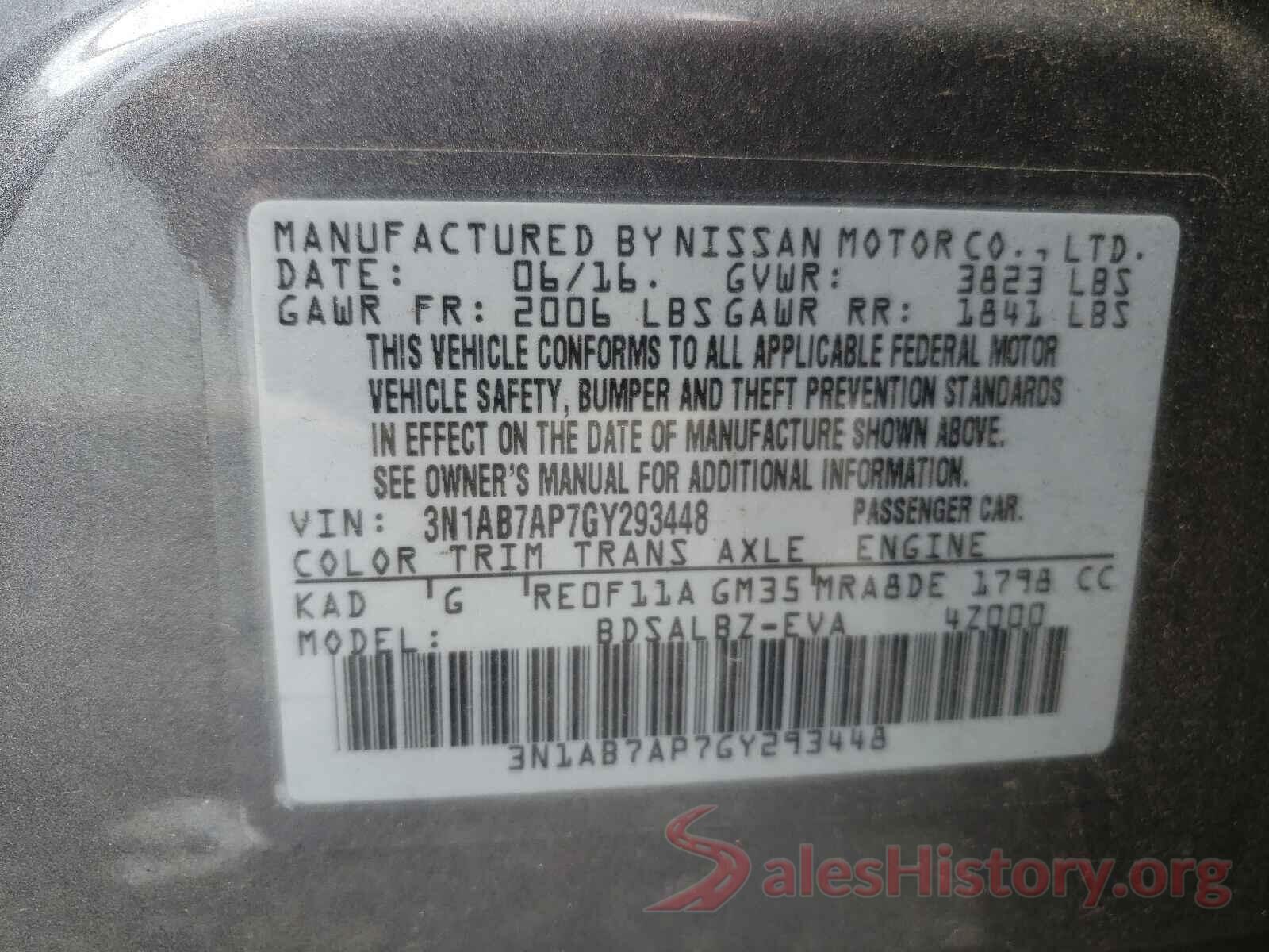 3N1AB7AP7GY293448 2016 NISSAN SENTRA