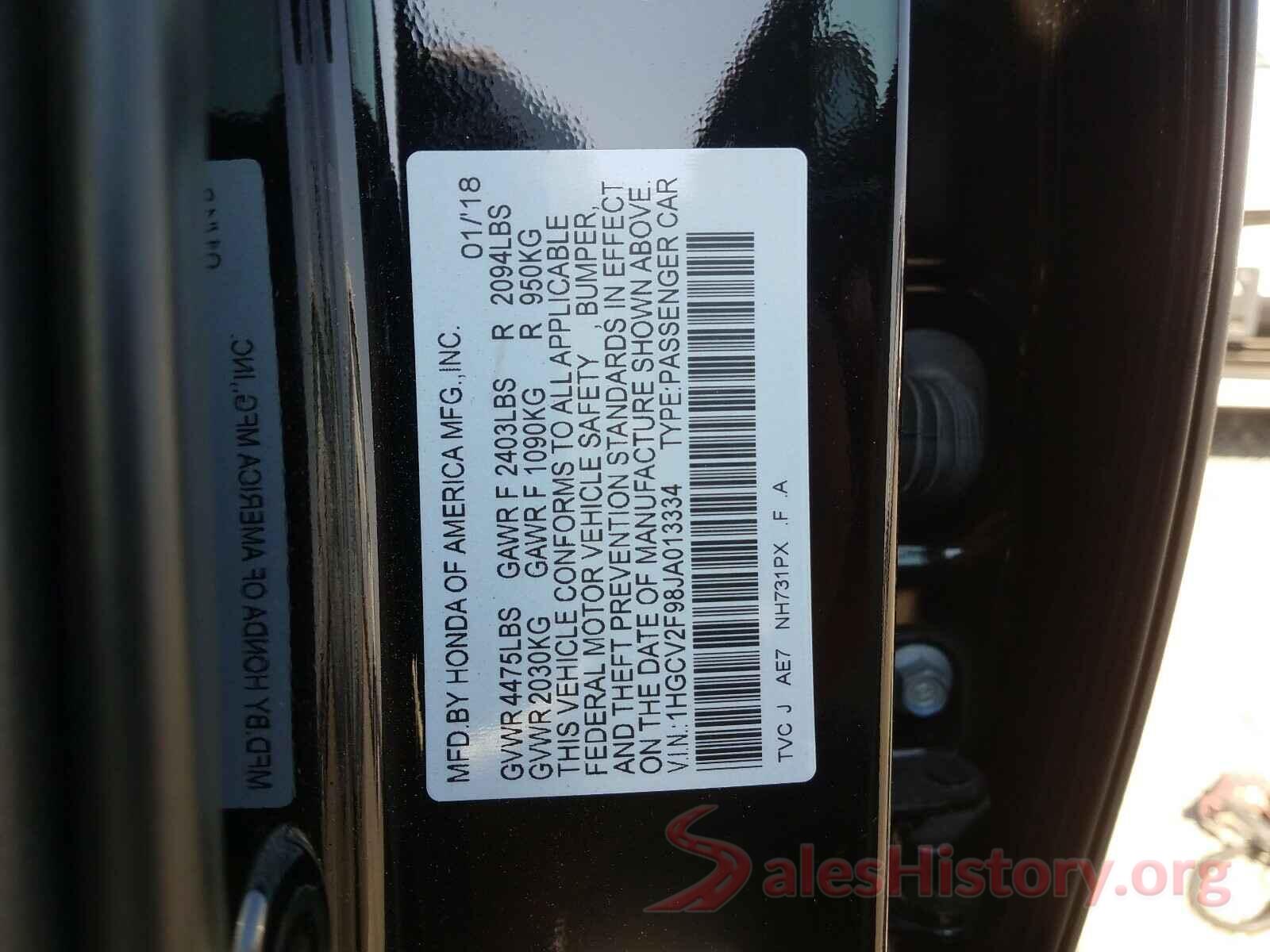 1HGCV2F98JA013334 2018 HONDA ACCORD