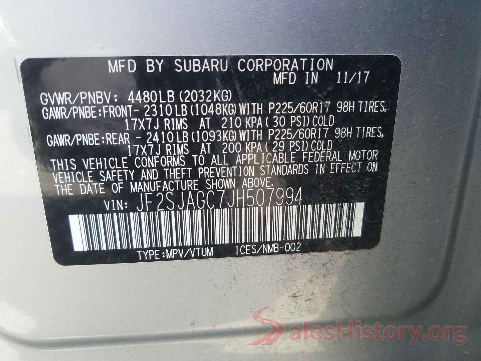 JF2SJAGC7JH507994 2018 SUBARU FORESTER