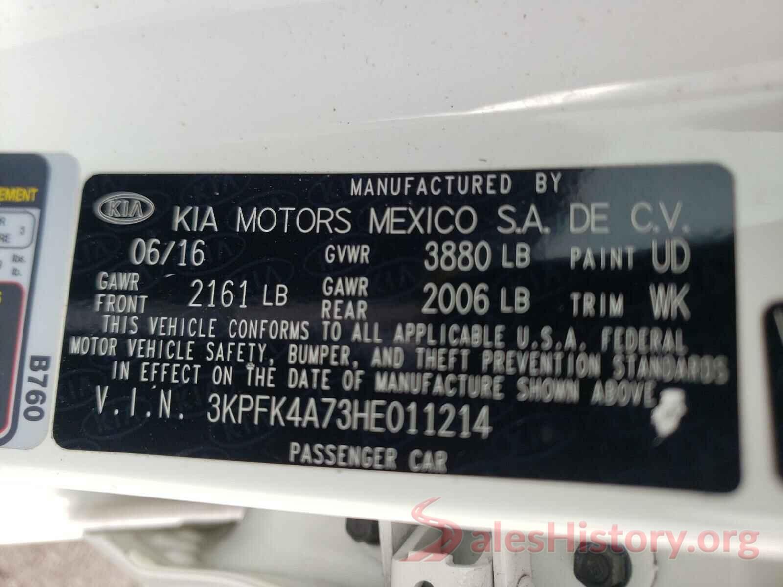 3KPFK4A73HE011214 2017 KIA FORTE