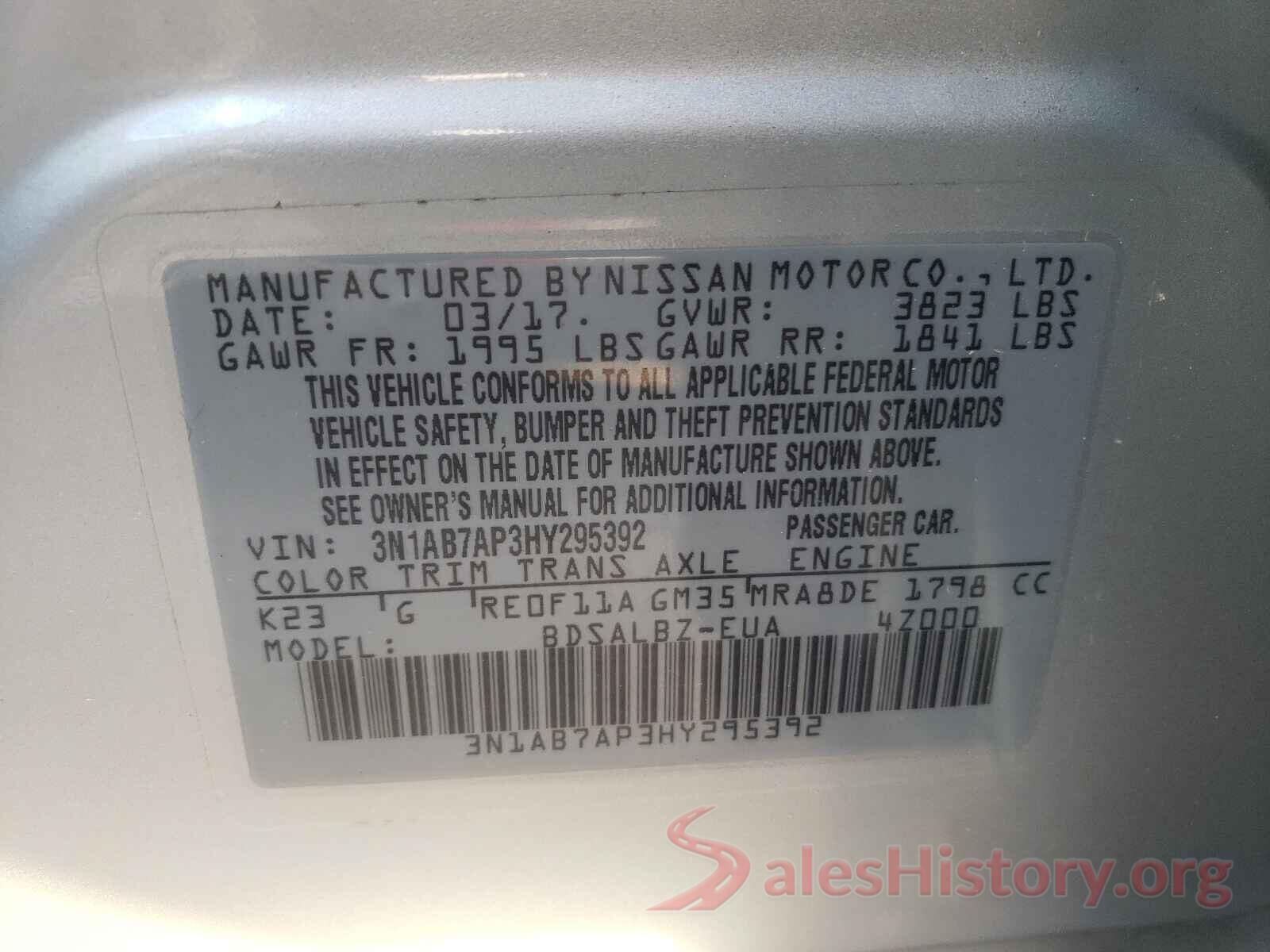 3N1AB7AP3HY295392 2017 NISSAN SENTRA