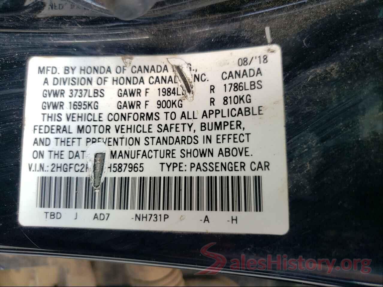 2HGFC2F74JH587965 2018 HONDA CIVIC