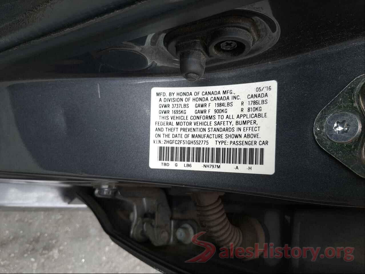 2HGFC2F51GH552775 2016 HONDA CIVIC