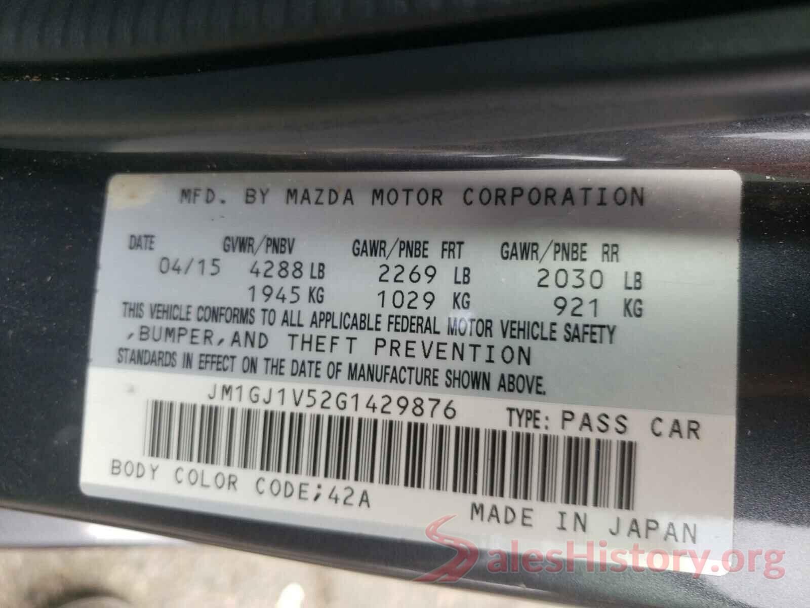 JM1GJ1V52G1429876 2016 MAZDA 6