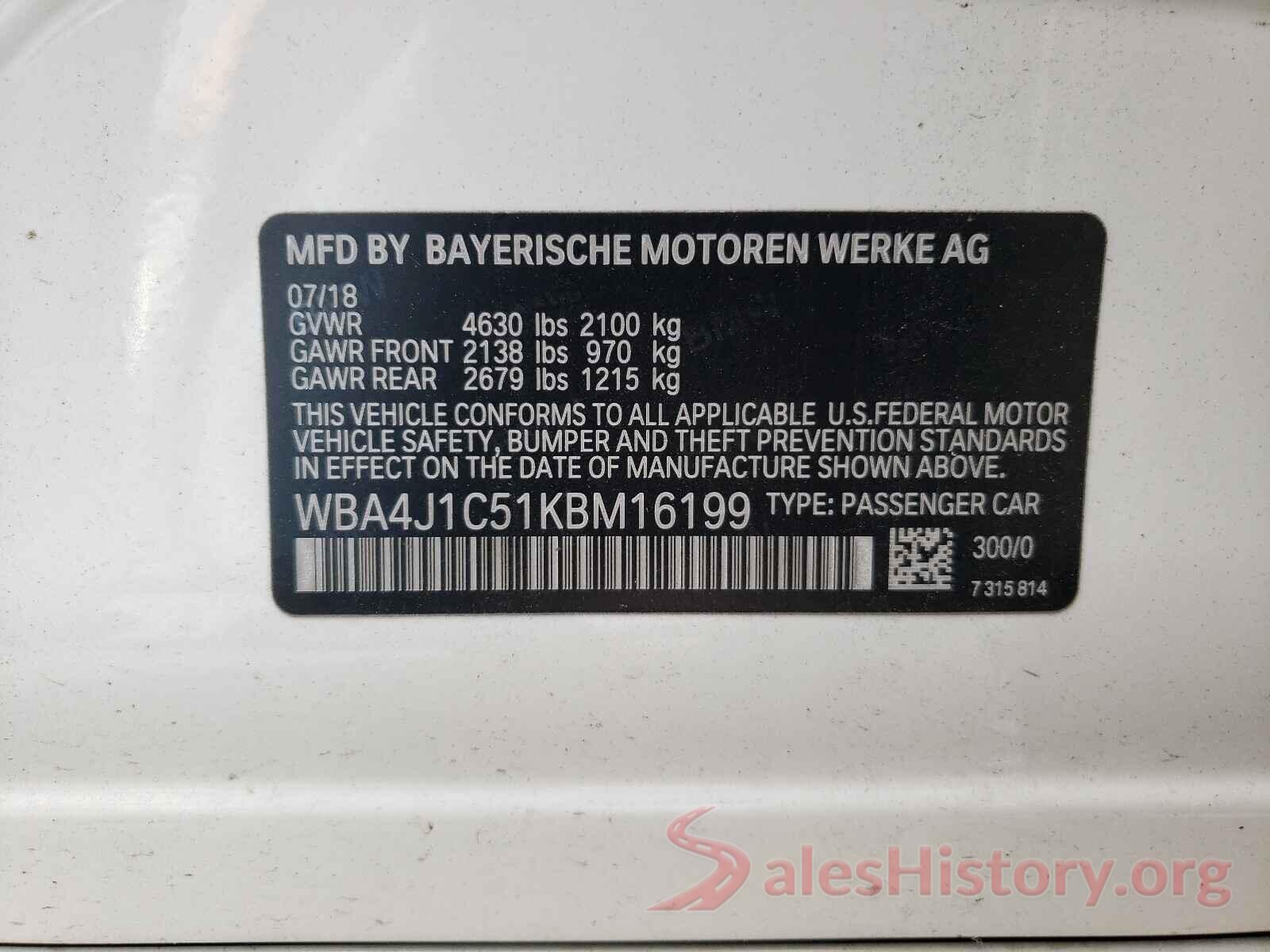 WBA4J1C51KBM16199 2019 BMW 4 SERIES