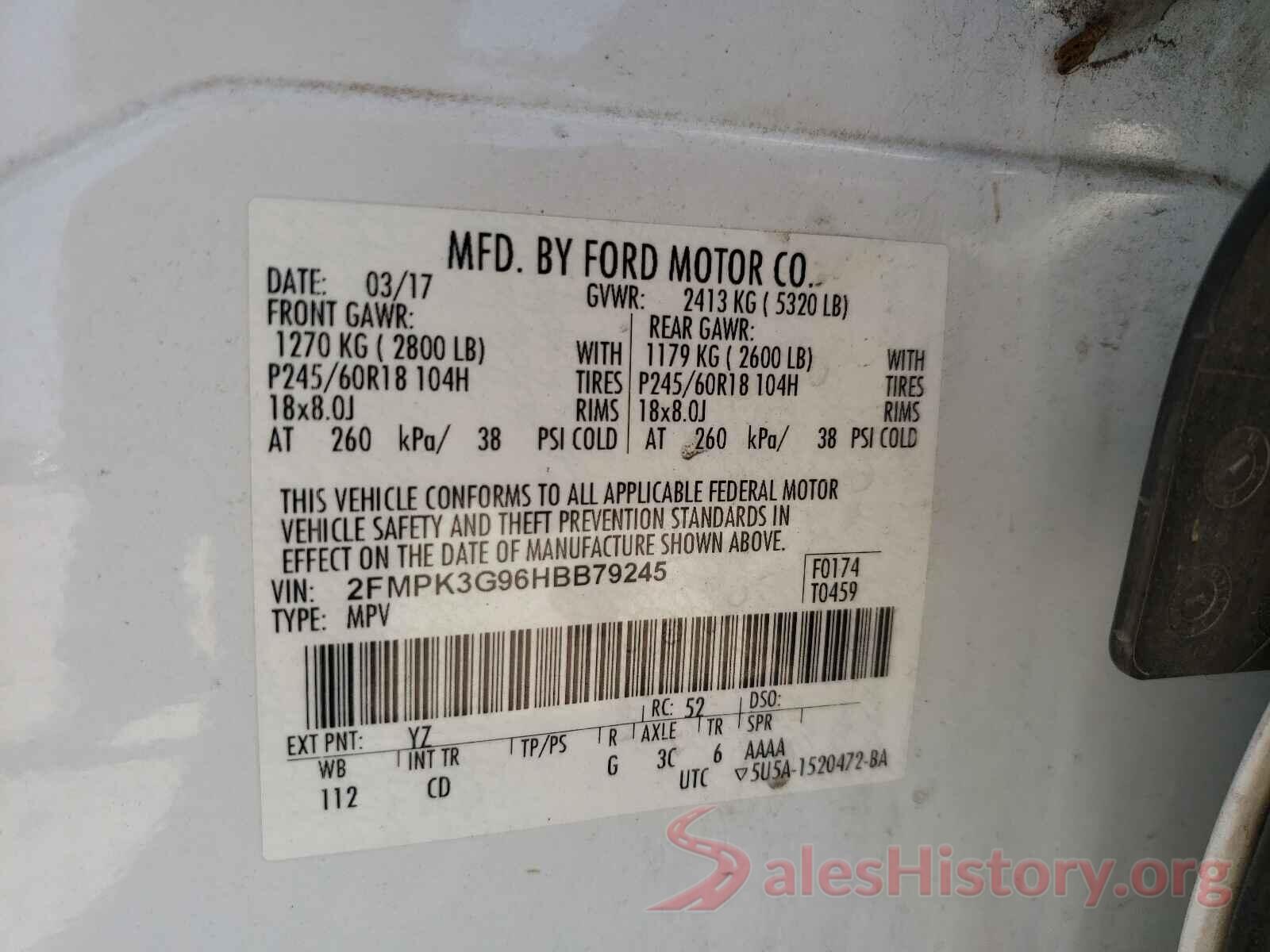 2FMPK3G96HBB79245 2017 FORD EDGE