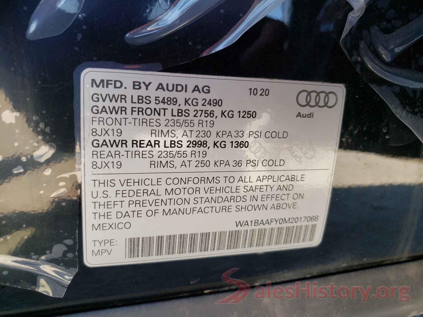 WA1BAAFY0M2017068 2021 AUDI Q5