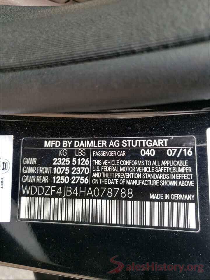 WDDZF4JB4HA078788 2017 MERCEDES-BENZ E-CLASS