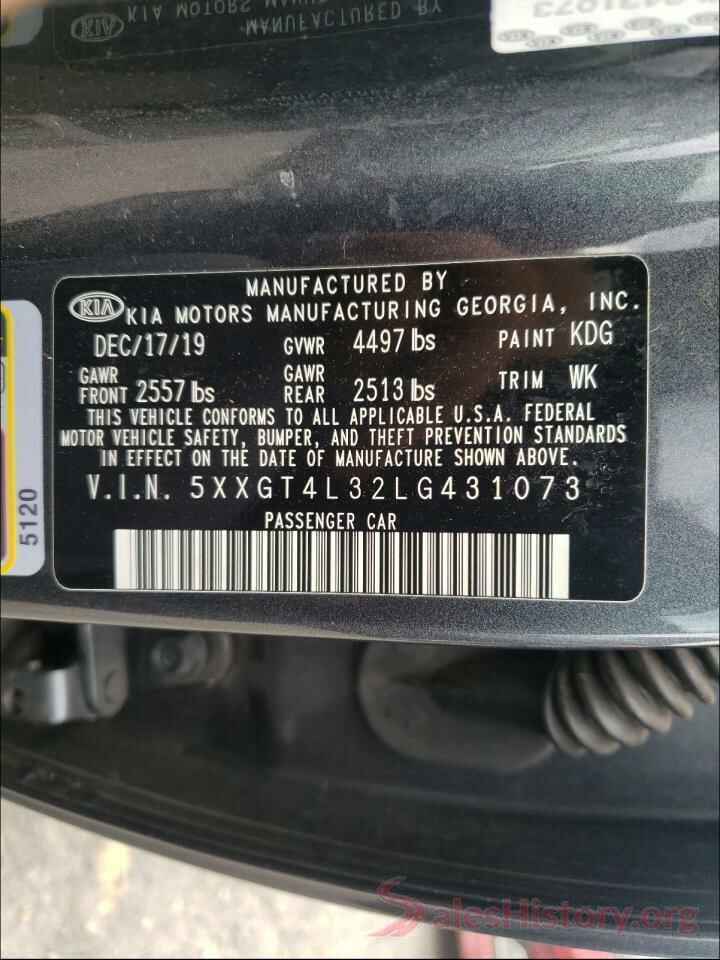 5XXGT4L32LG431073 2020 KIA OPTIMA