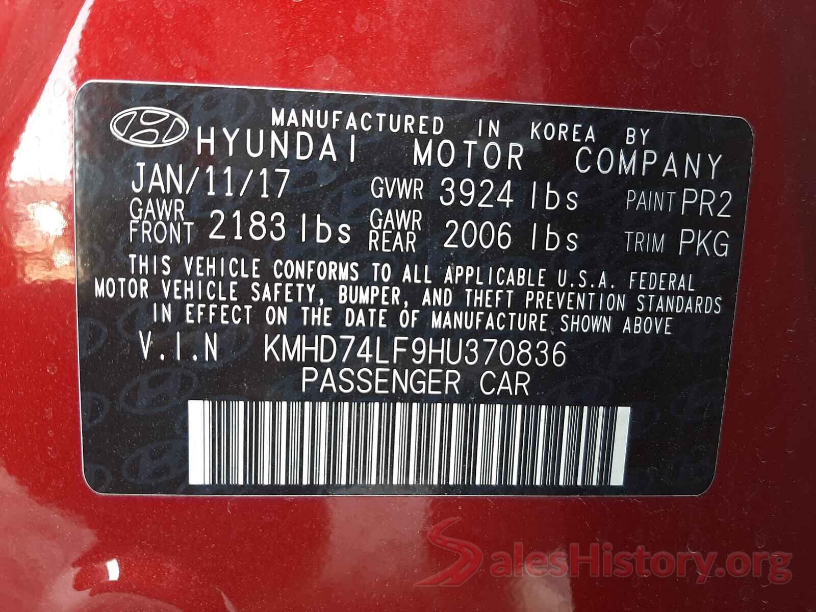 KMHD74LF9HU370836 2017 HYUNDAI ELANTRA