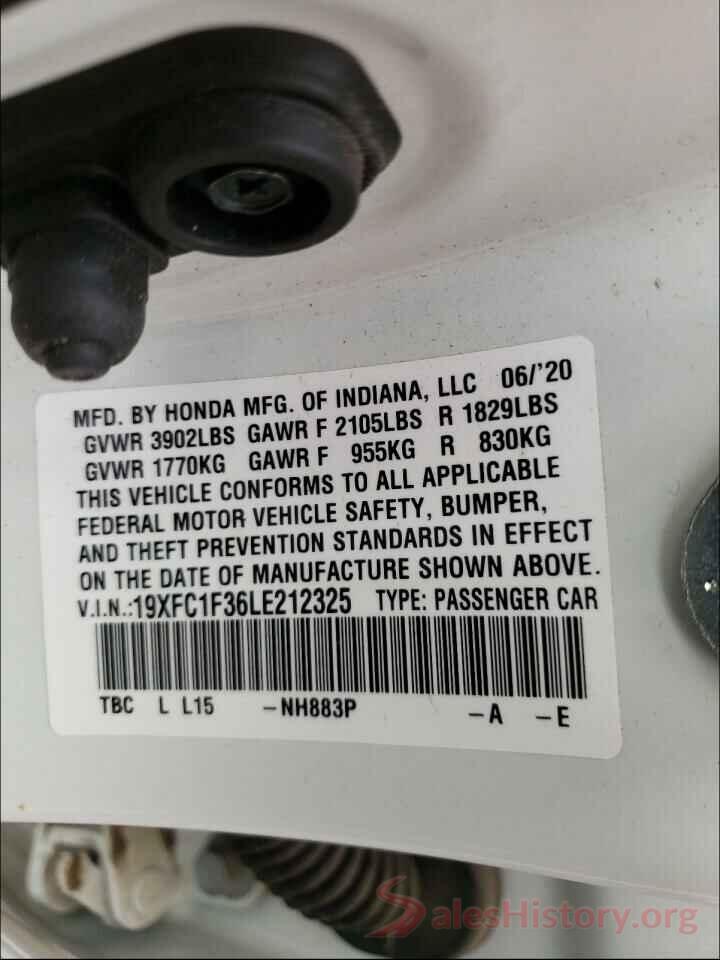 19XFC1F36LE212325 2020 HONDA CIVIC