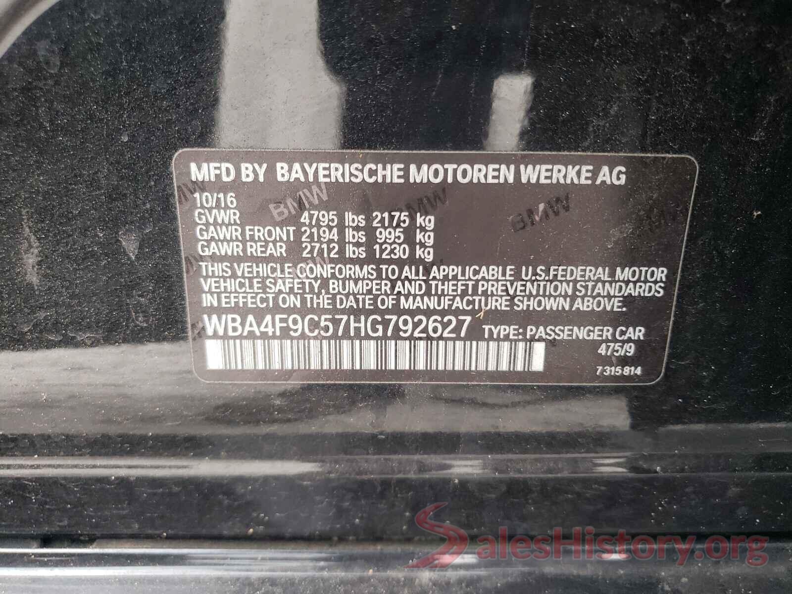 WBA4F9C57HG792627 2017 BMW 4 SERIES