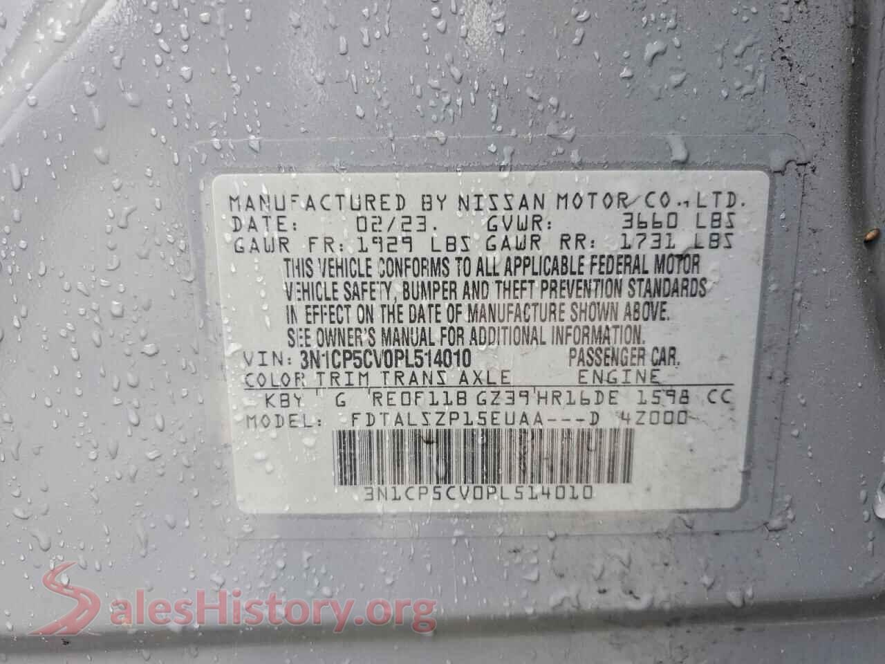 2023 NISSAN KICKS VIN 3N1CP5CV0PL514010, wheel and tire