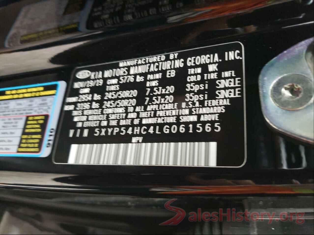 5XYP54HC4LG061565 2020 KIA TELLURIDE