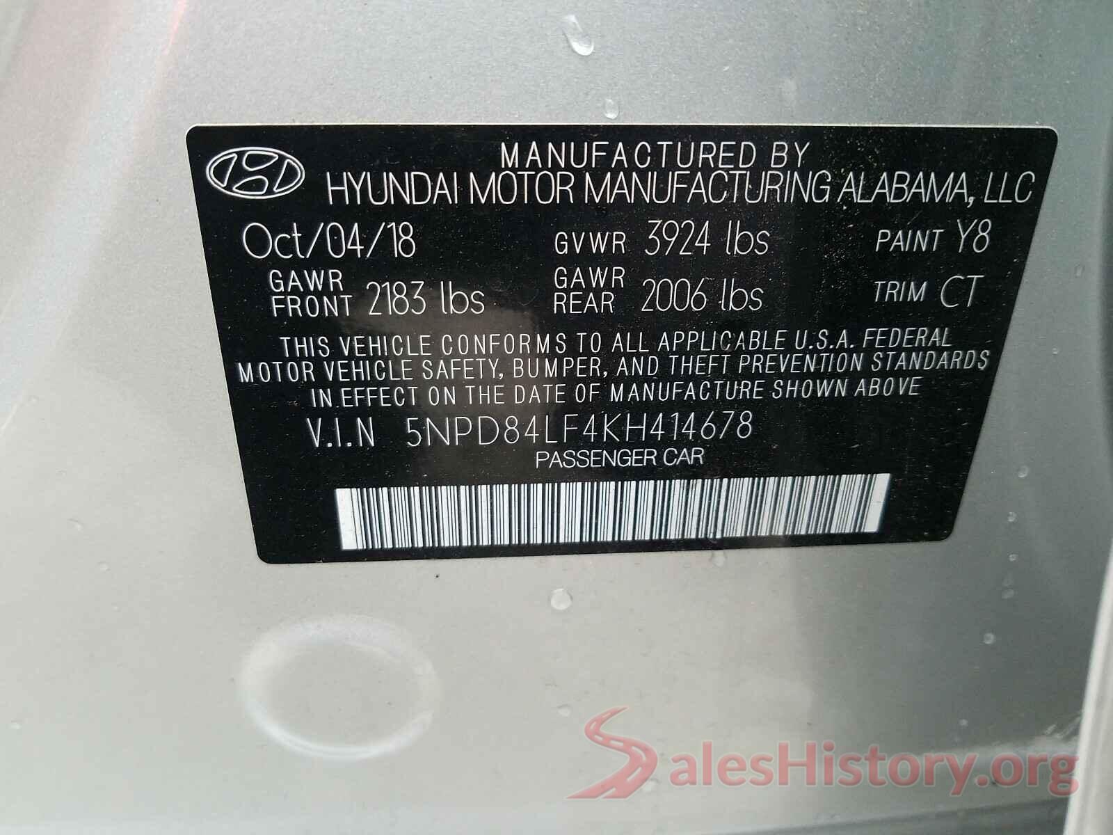 5NPD84LF4KH414678 2019 HYUNDAI ELANTRA