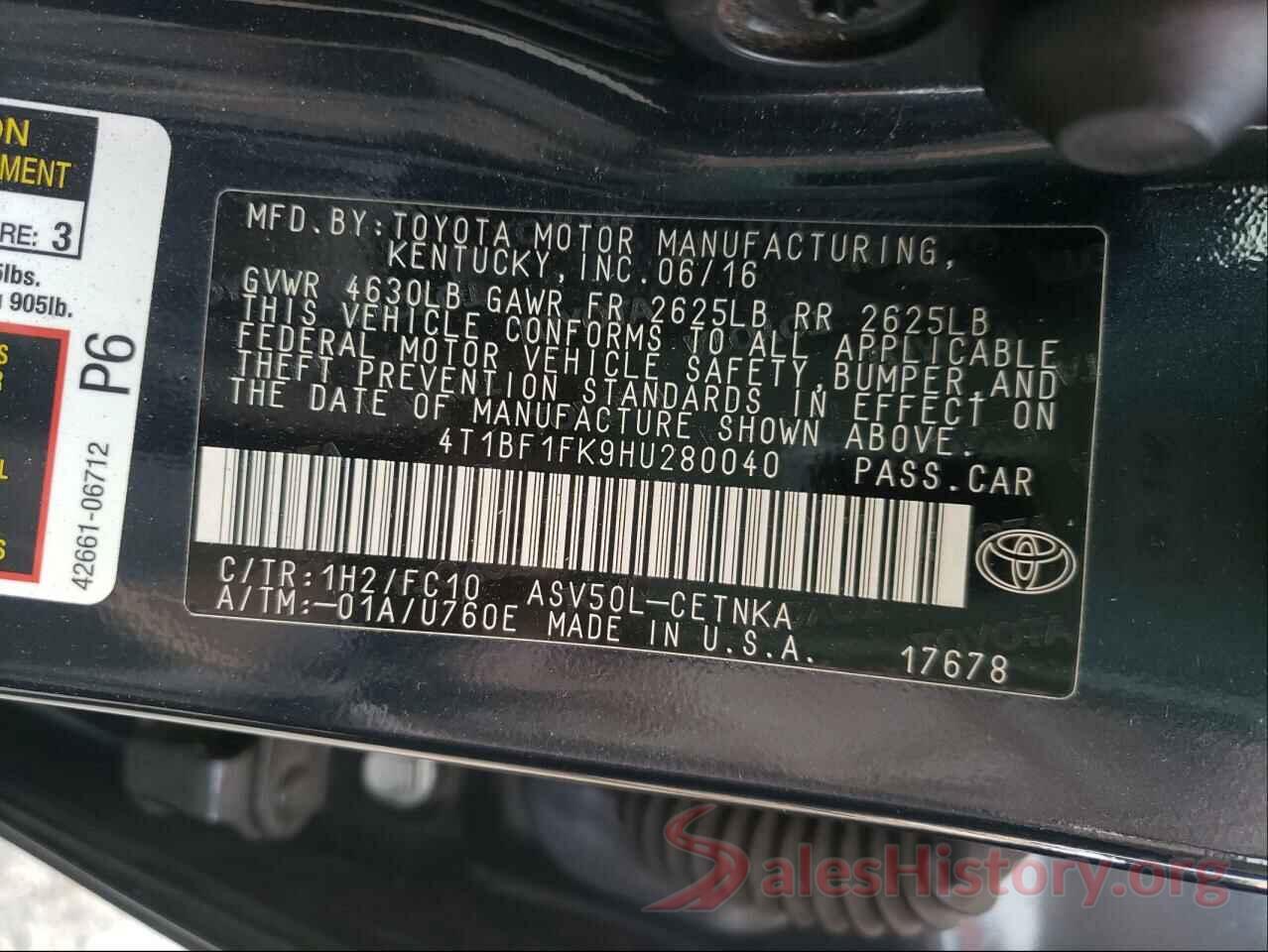 4T1BF1FK9HU280040 2017 TOYOTA CAMRY