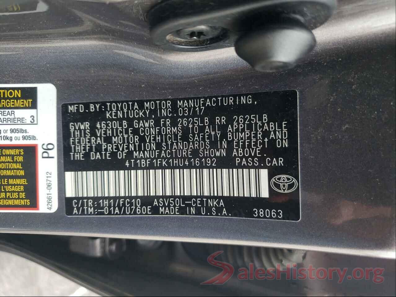 4T1BF1FK1HU416192 2017 TOYOTA CAMRY