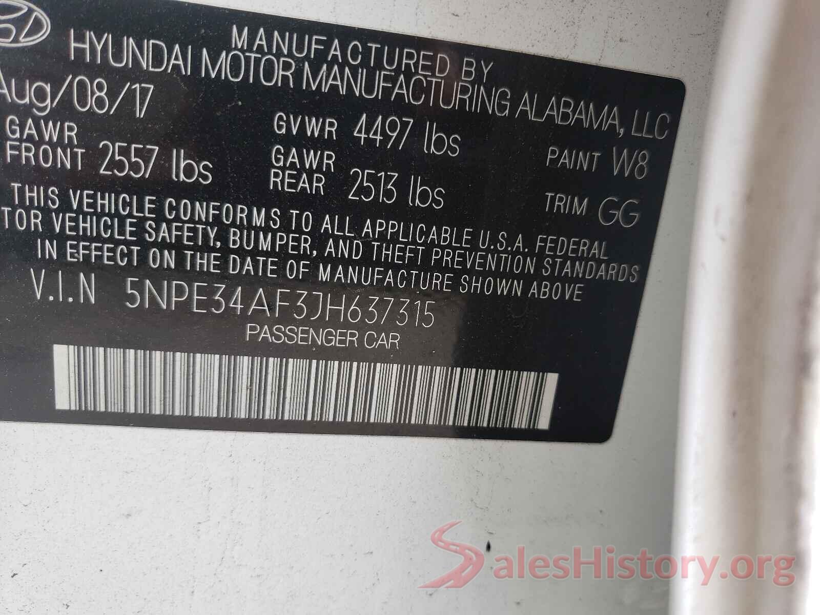 5NPE34AF3JH637315 2018 HYUNDAI SONATA