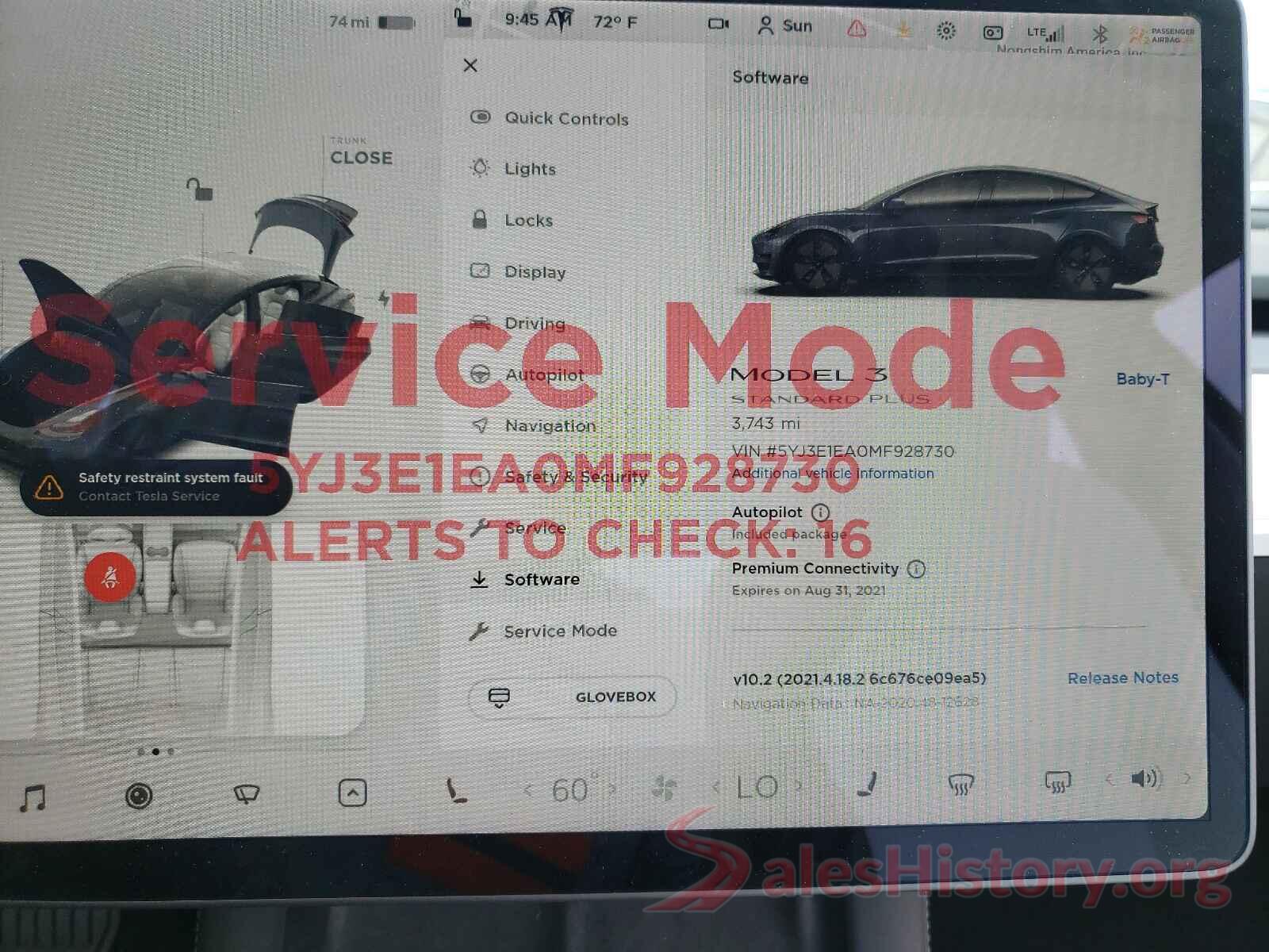 5YJ3E1EA0MF928730 2021 TESLA MODEL 3