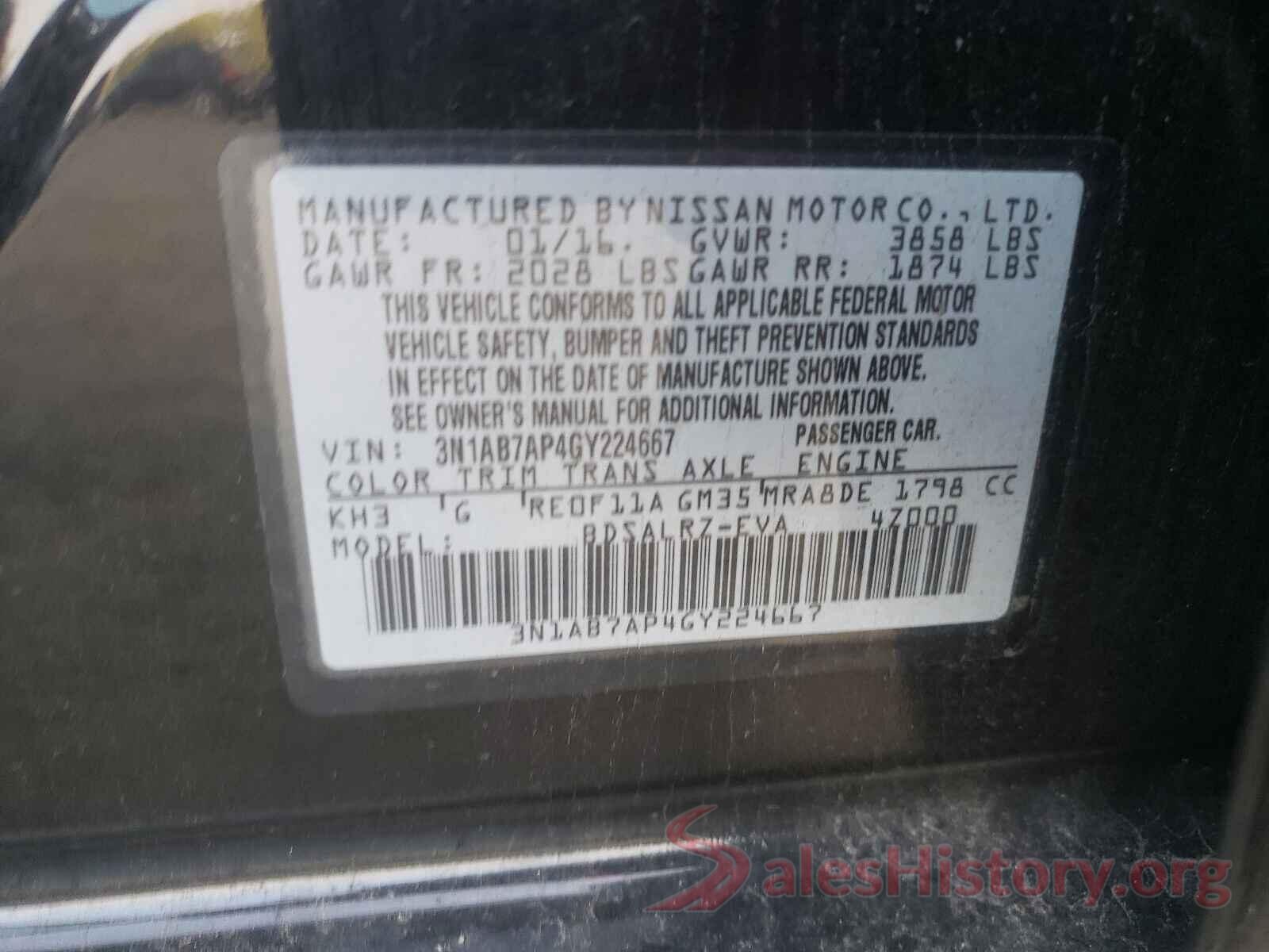 3N1AB7AP4GY224667 2016 NISSAN SENTRA