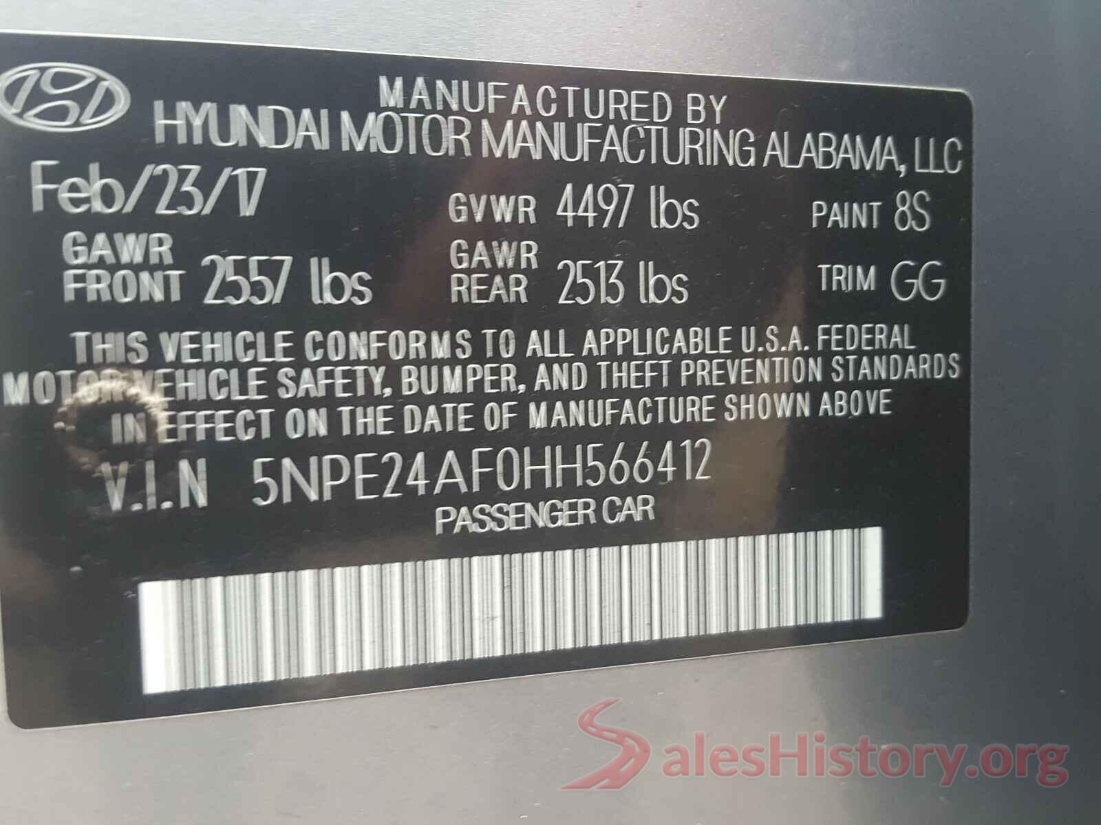 5NPE24AF0HH566412 2017 HYUNDAI SONATA