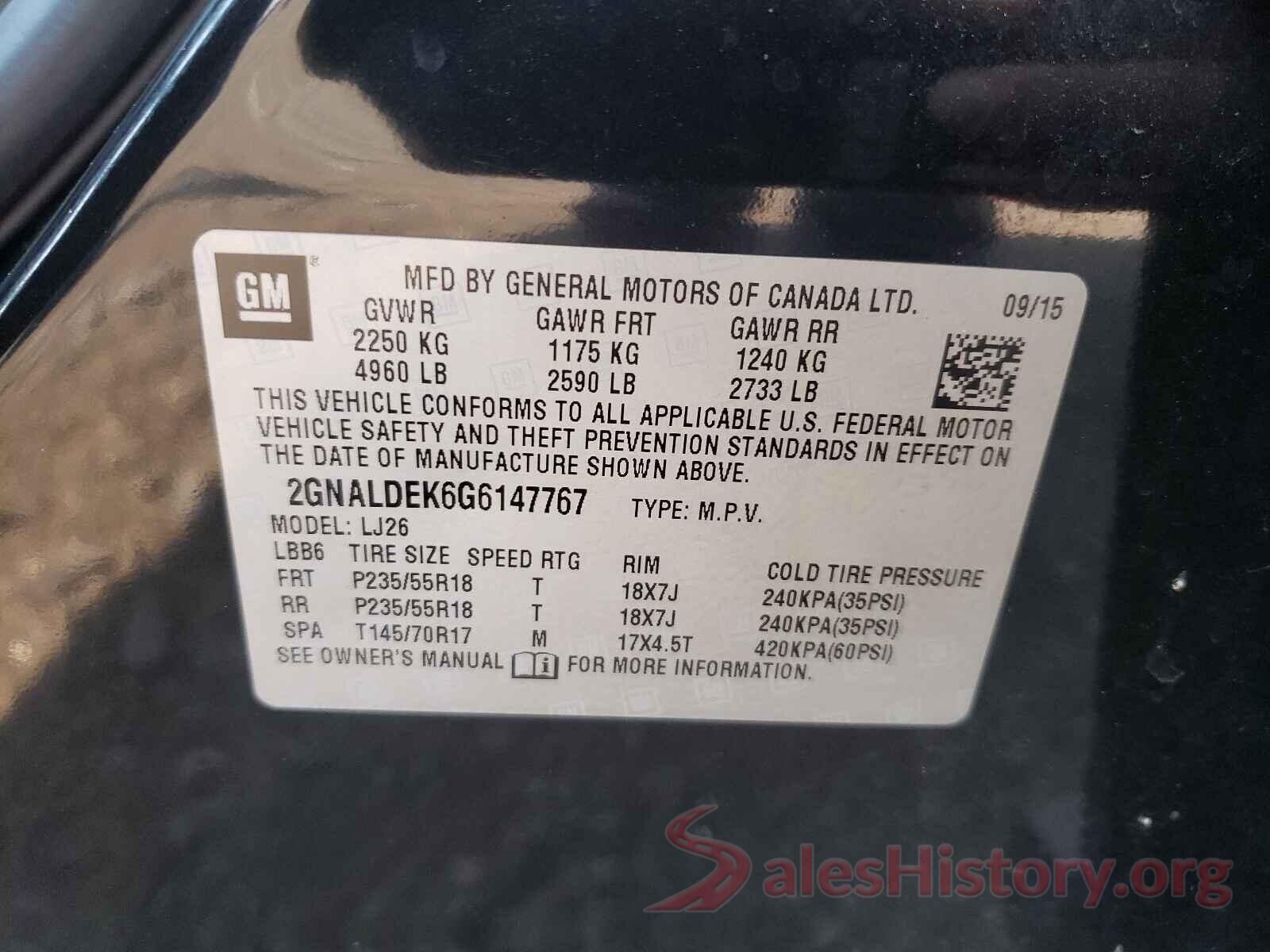 2GNALDEK6G6147767 2016 CHEVROLET EQUINOX