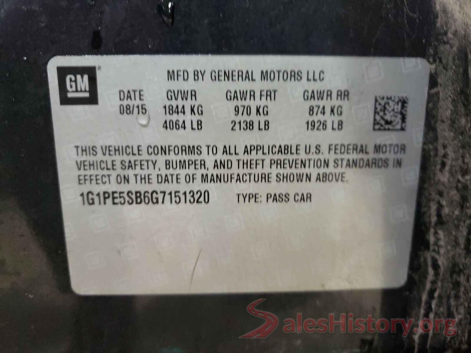 1G1PE5SB6G7151320 2016 CHEVROLET CRUZE