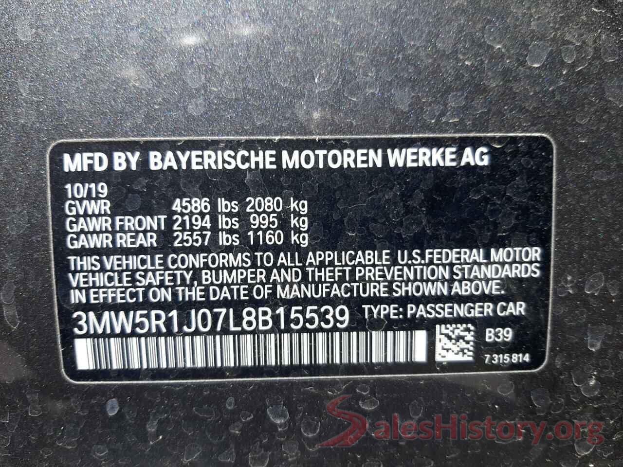 3MW5R1J07L8B15539 2020 BMW 3 SERIES