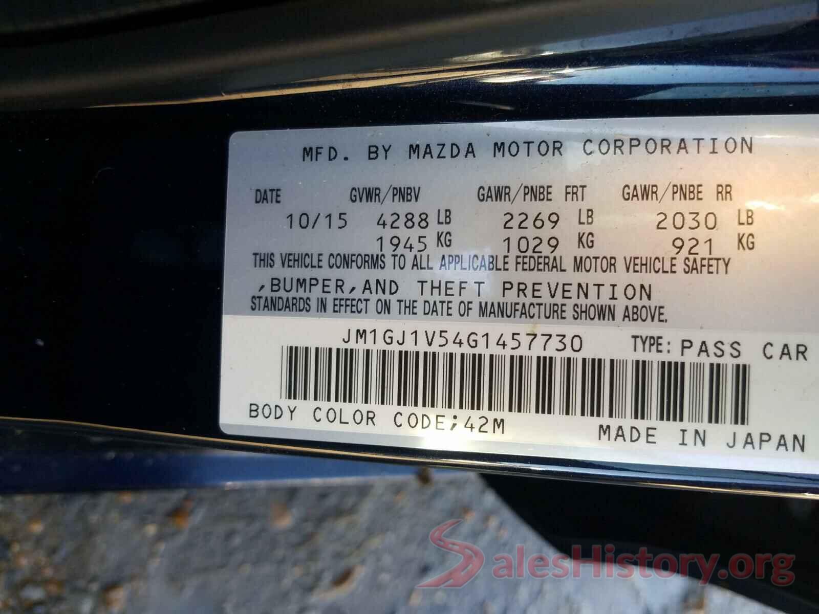 JM1GJ1V54G1457730 2016 MAZDA 6