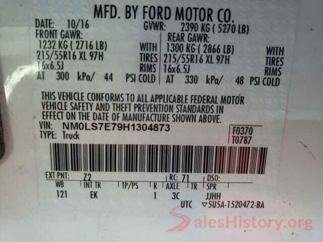 NM0LS7E79H1304873 2017 FORD TRANSIT CO