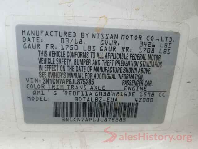 3N1CN7AP6JL875285 2018 NISSAN VERSA