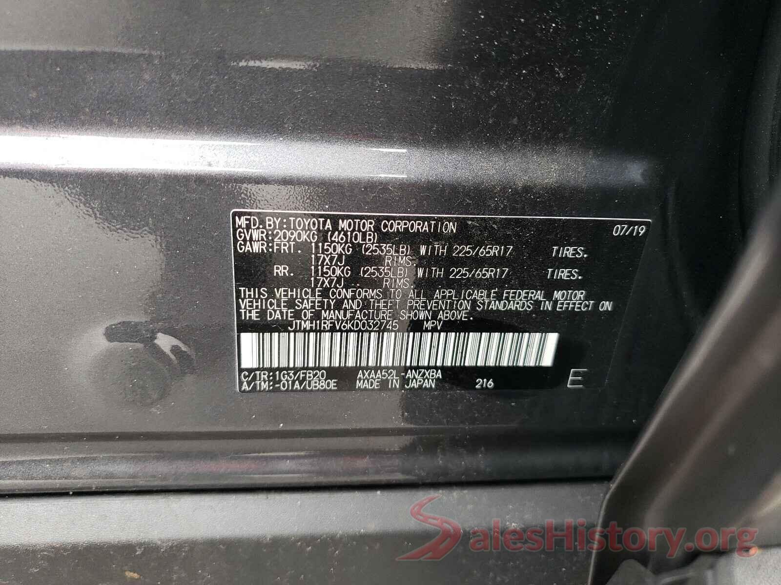 JTMH1RFV6KD032745 2019 TOYOTA RAV4