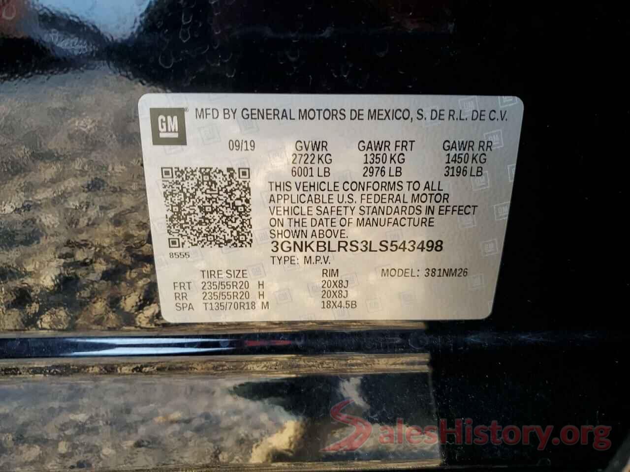 3GNKBLRS3LS543498 2020 CHEVROLET BLAZER