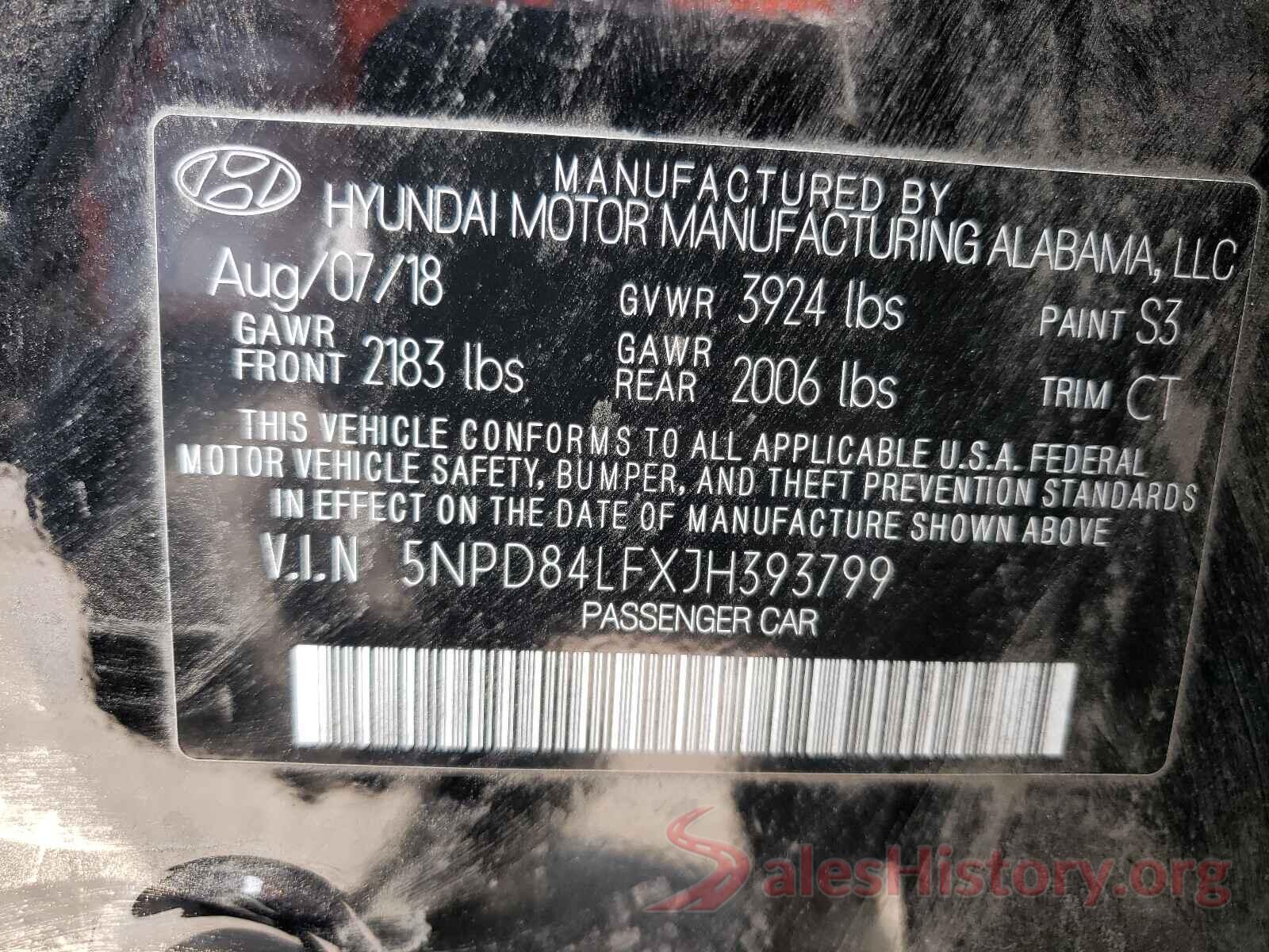 5NPD84LFXJH393799 2018 HYUNDAI ELANTRA