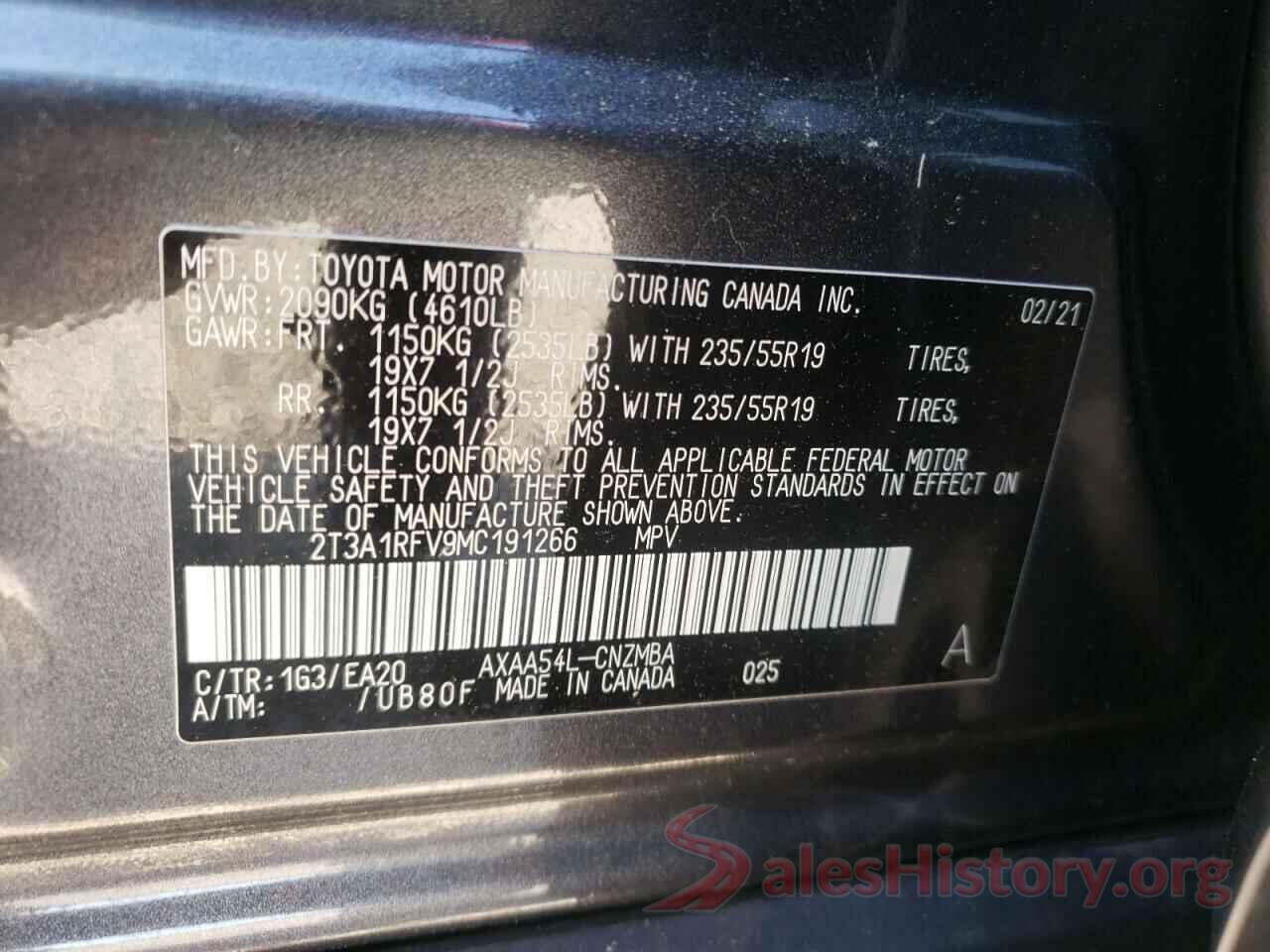 2T3A1RFV9MC191266 2021 TOYOTA RAV4