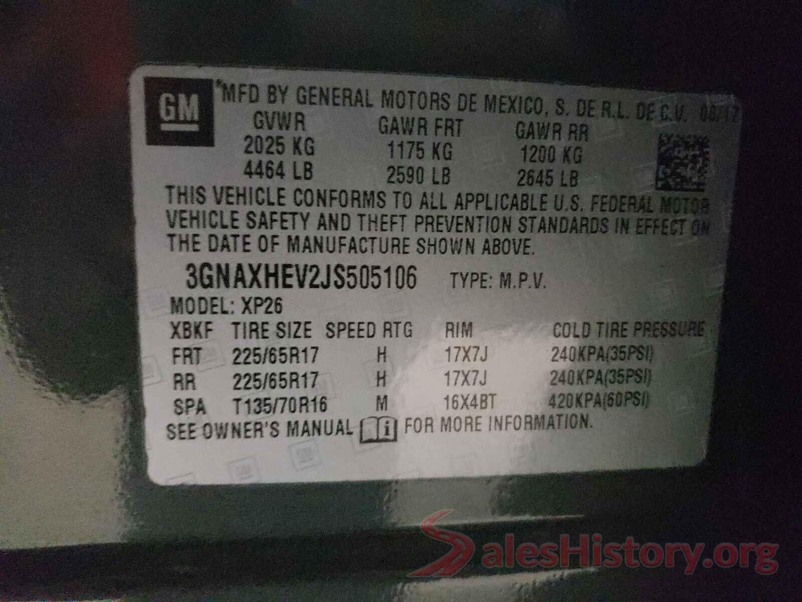 3GNAXHEV2JS505106 2018 CHEVROLET EQUINOX