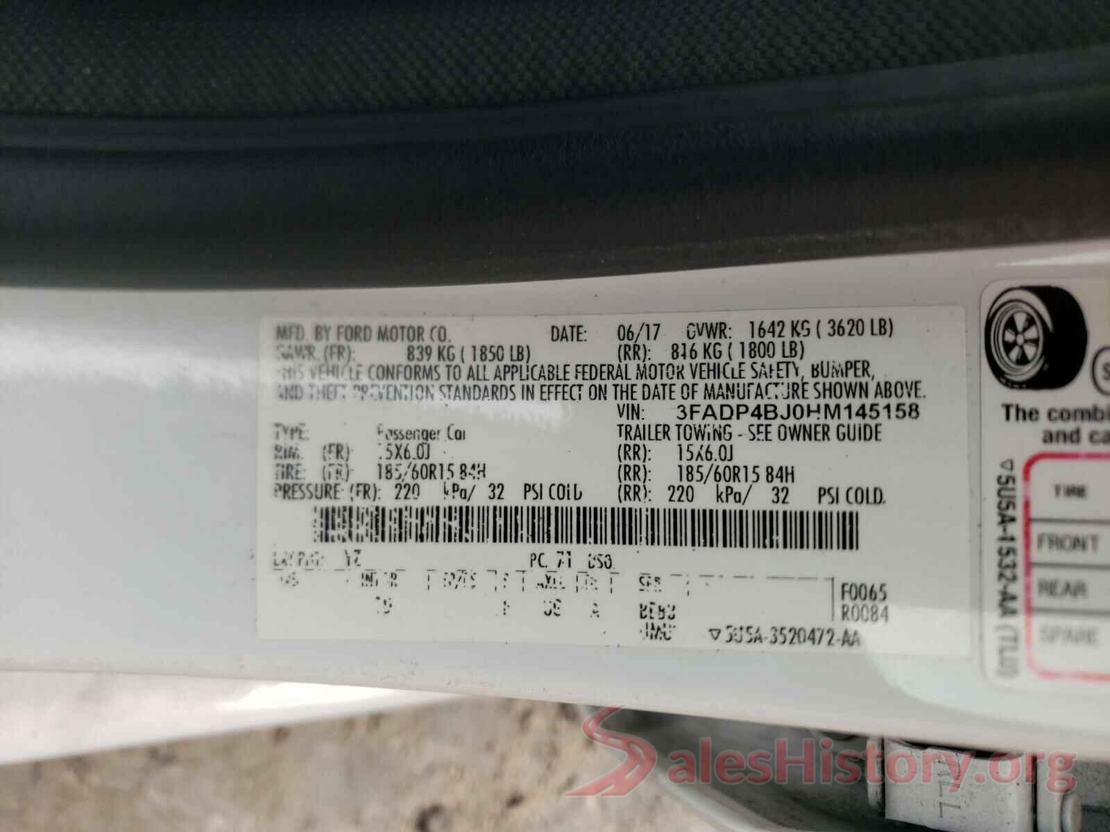 3FADP4BJ0HM145158 2017 FORD FIESTA