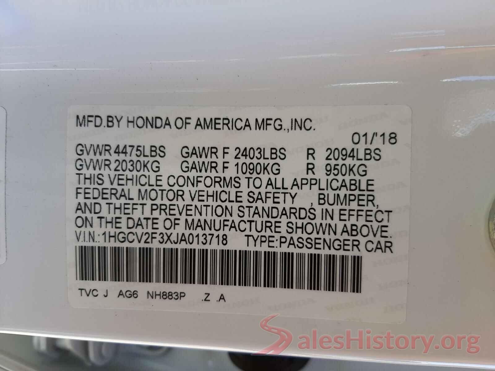 1HGCV2F3XJA013718 2018 HONDA ACCORD