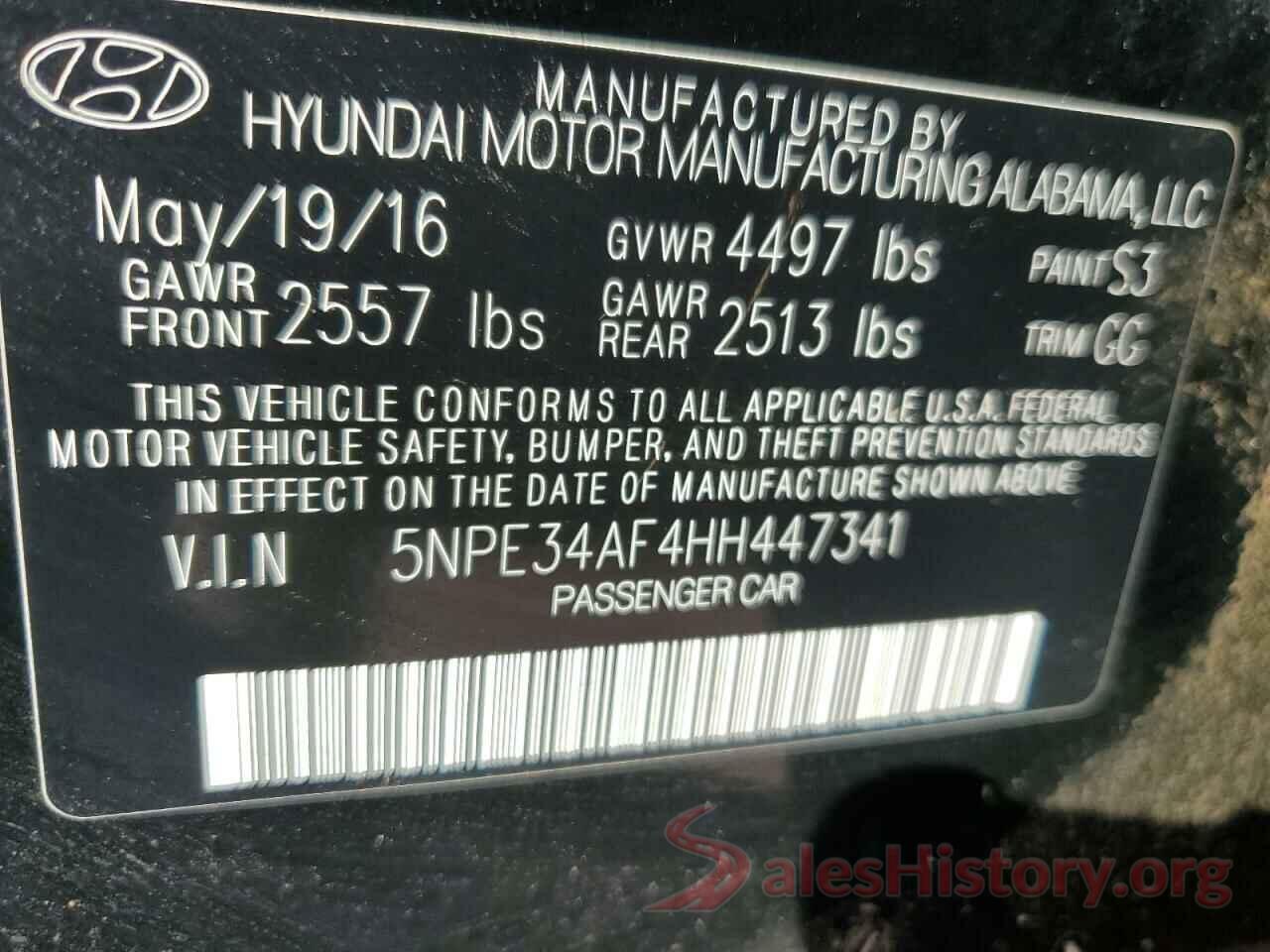 5NPE34AF4HH447341 2017 HYUNDAI SONATA