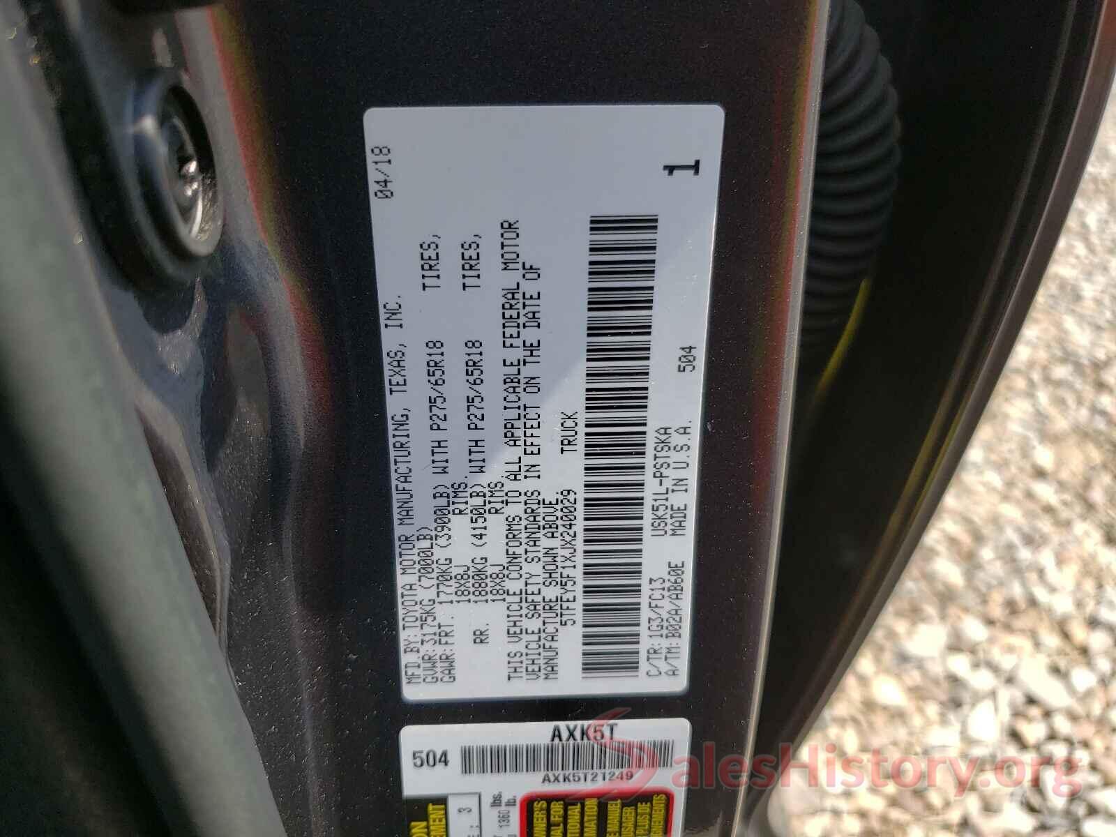 5TFEY5F1XJX240029 2018 TOYOTA TUNDRA