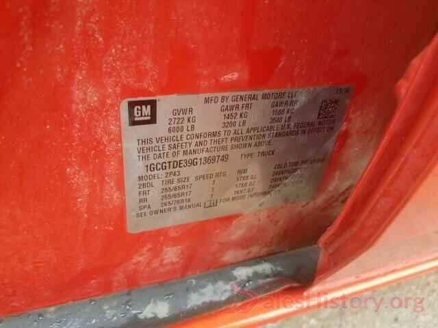 1GCGTDE39G1369749 2016 CHEVROLET COLORADO