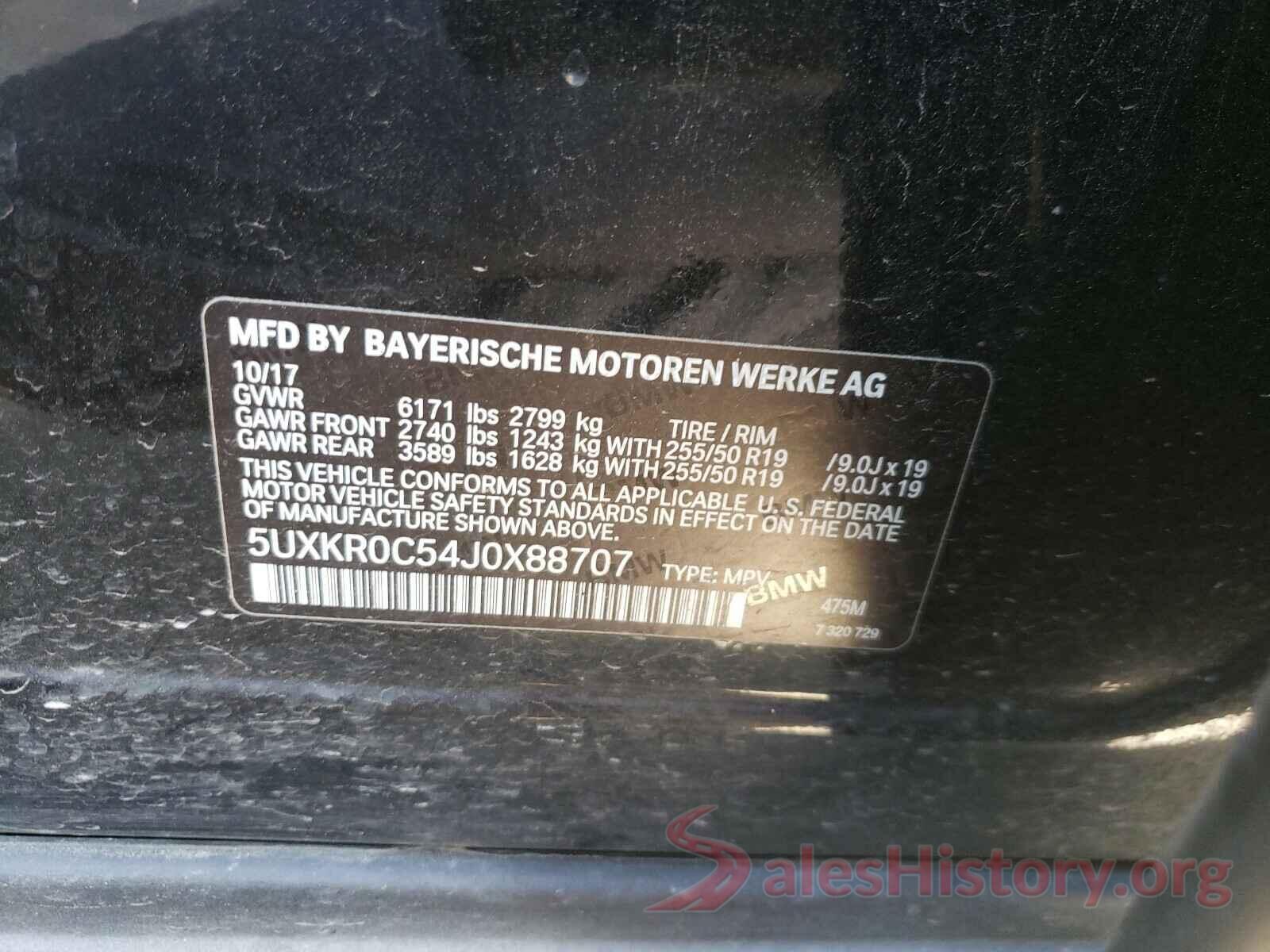 5UXKR0C54J0X88707 2018 BMW X5