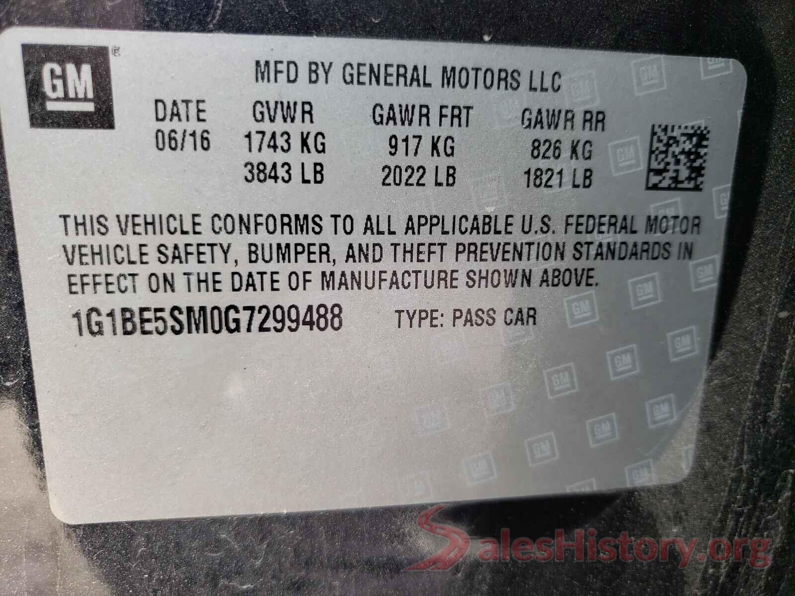 1G1BE5SM0G7299488 2016 CHEVROLET CRUZE