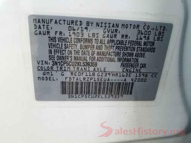 3N1CP5CU2KL539359 2019 NISSAN KICKS