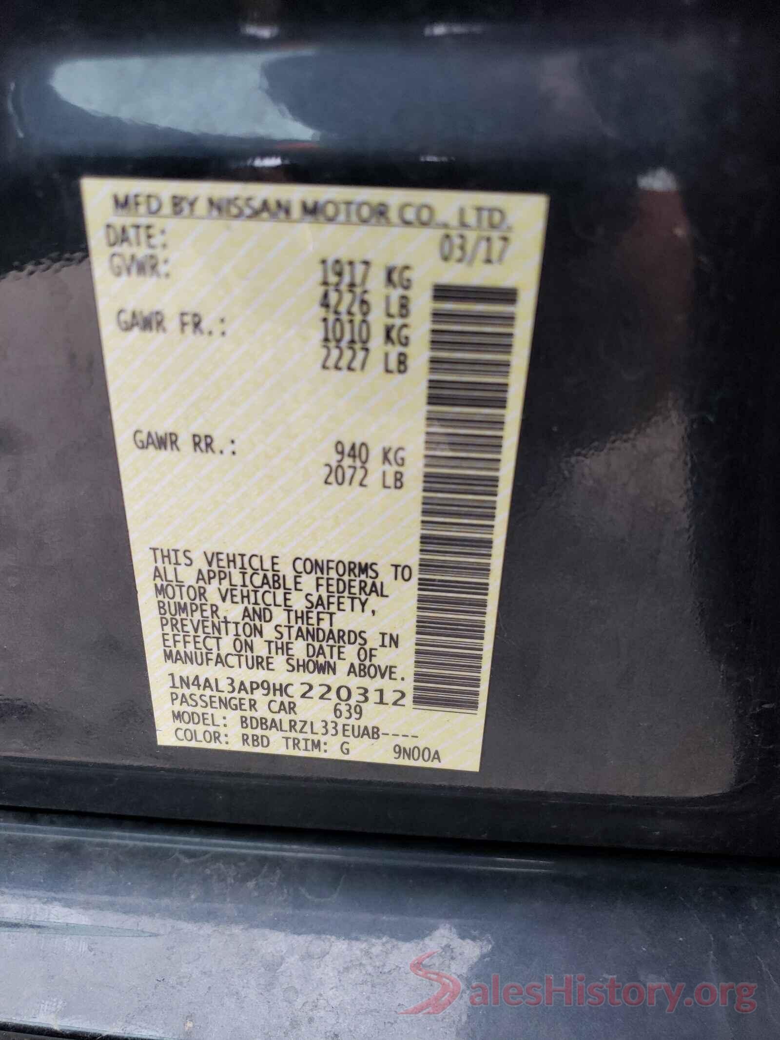 1N4AL3AP9HC220312 2017 NISSAN ALTIMA