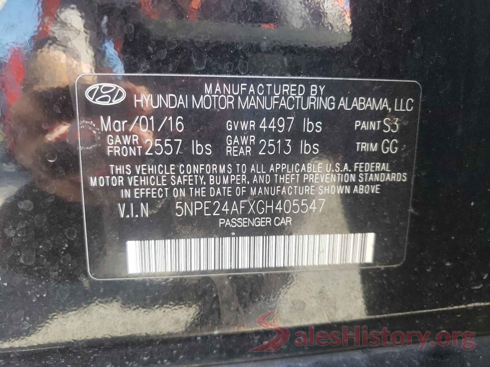 5NPE24AFXGH405547 2016 HYUNDAI SONATA