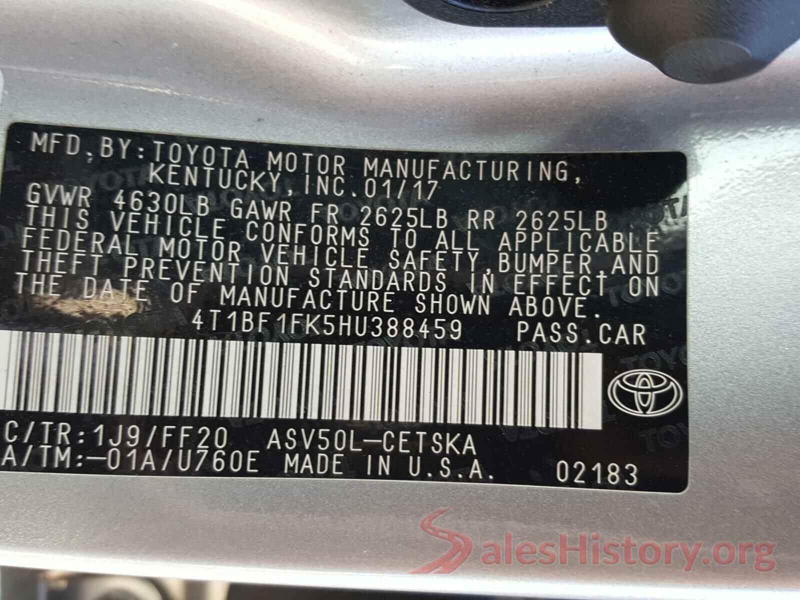 4T1BF1FK5HU388459 2017 TOYOTA CAMRY