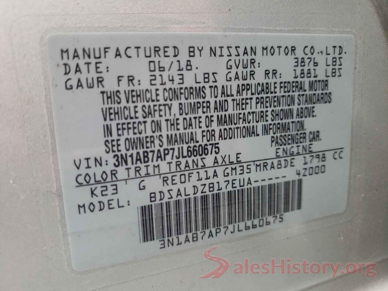 3N1AB7AP7JL660675 2018 NISSAN SENTRA